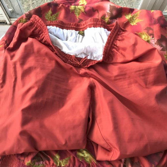 Vintage 80's 90's Fall Leaf Pattern Autumnal Windbreaker Jacket & pants-22W - Picture 8 of 12